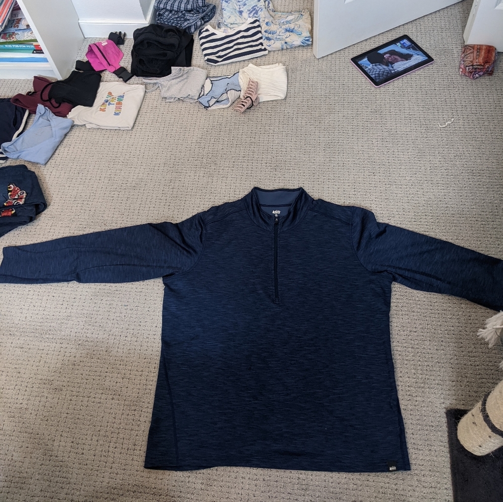 REI Men's XL Co-op Merino 185 Long-Sleeve Half-Zip Base Layer Top